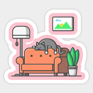 Sleepy cat cartoon Sticker